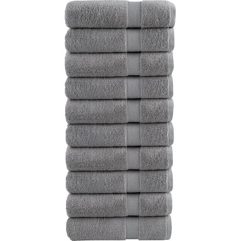 Serviettes de bain haut de gamme SOLUND, lot de 10, grises, 100 x 150 cm, 600 g/m²