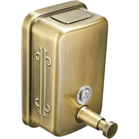 Distributeur de savon commercial mural en acier inoxydable avec pompe manuelle anti-rouille et anti-fuite, pour salle de bain et restaurant, 500 ml (doré)