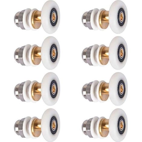 Lot de 8 Roulettes pour Porte de Douche Coulissante, Roulements à Billes en Acier Inoxydable 25mm, Poulies de Remplacement Silencieuses et Durables pour Cabine de Douche (1/5)
