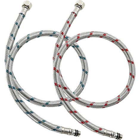 Stück flexibler Küchenarmatur-Anschlussschlauch G3/8 x M10 x 60 cm für Badezimmer-Waschtischarmatur, Edelstahl (1/5)