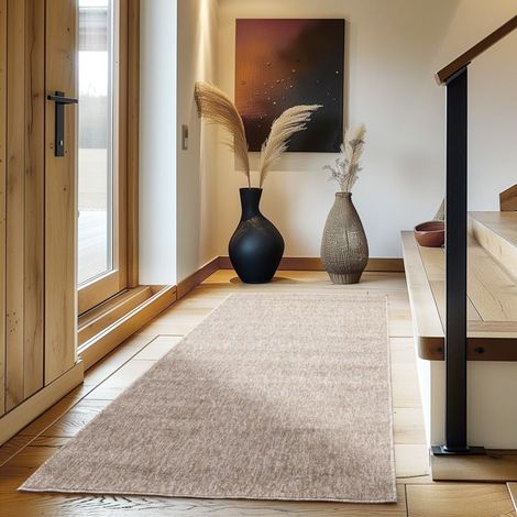 1 tapis en polypropylène, à poils courts et bouclés, beige, 60 x 100 cm, pour salon ou chambre (1/4)