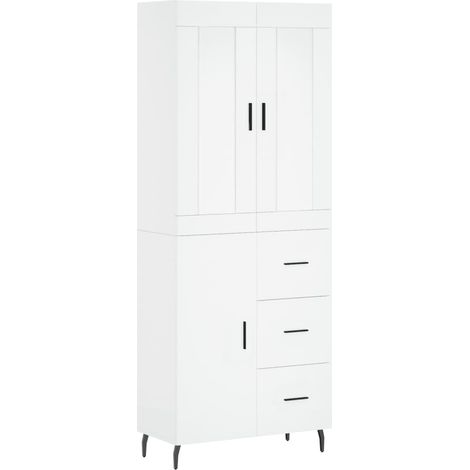 Aparador buffet cómoda armario mueble organizador cocina salón salón alto 69,5 x 34 x 180 cm madera contrachapada blanco 020032597