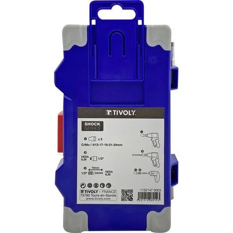 Tivoly • Confezione da 7 bussole Impact 1/2" e accessori