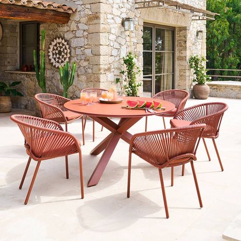 Table de jardin 6 places Oryon D130cm acajou - Hespéride