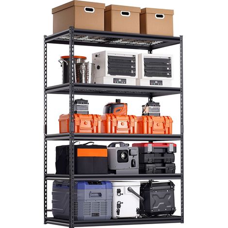 Étagère de rangement garage, 5 niveaux, 3000 livres, 24 x 48 x 72 pouces, en métal ajustable, robuste, usage polyvalent (1/5)