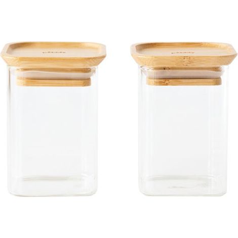 Set aus 2 quadratischen Aufbewahrungsbehältern 0,24 l – Bambus – Pebbly