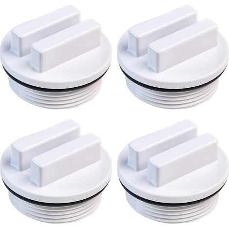 Lot de 4 bouchons de vidange de piscine blancs , bouchons de tuyau de piscine filetés , bouchons d'étanchéité de piscine filetés , tuyau de retour de piscine pour antigel de piscine (1/5)