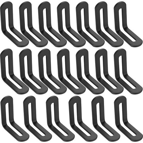 20 verstellbare Winkelverbinder, Befestigungswinkel, schwarze Befestigungswinkel, verstellbare L-Winkel mit Schlitz, 90°-Winkelverbinder aus Metall für Holzregale und -schränke, 48 x 48 x 20 mm (1/5)