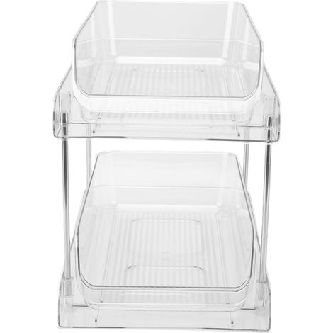 Soavoa Rangement Sous Évier 2 Niveaux Transparent Acier Inox Salle de Bain Cuisine Organisateur Tiroir Coulissant Empilable (1/4)