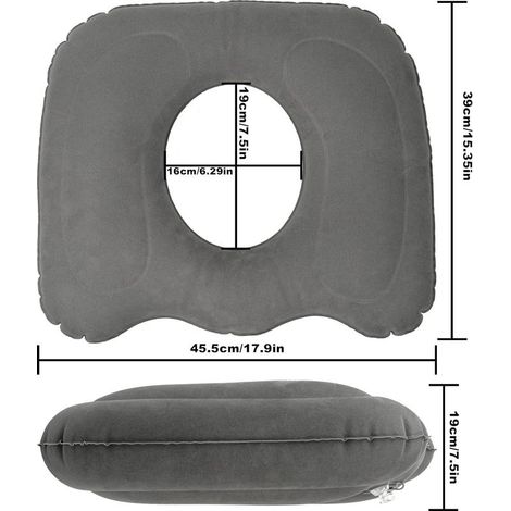 Graues Donut-Kissen 45×39 cm, Linderung bei Hämorrhoiden und Sitzschmerzen, bequemer, hochdichter Schaumstoff (1/5)