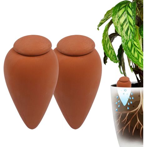 Clay Watering Cones with Lids, 350ml, Set of 2 (1/5)
