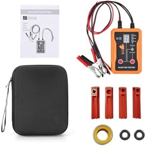 Kit d'outils de Nettoyage l'injecteur Carburant Universel, testeur d'injecteur avec 8 Modes d'impulsion, 4 adaptateurs et Protection Court-Circuit (Orange) Orange - (1/5)