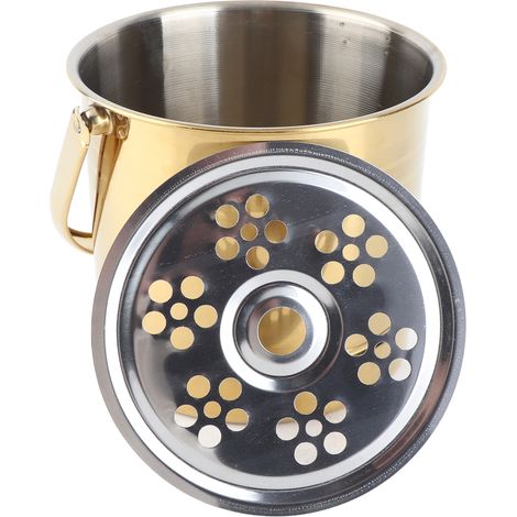 Professioneller, robuster Eisbehälter aus Edelstahl mit Filterplatte, ideal für Cocktailbars, Partys und Restaurants. Goldfarben. (1/5)