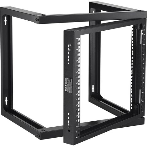 VEVOR Rack de Serveur a Cadre Ouvert 9U Support de Serveur Reseau Montage Mural Capacite de Charge 68,04 kg, Ecrous Cage, Vis, 530x450x520 mm, pour Equipements Informatiques AV Serveur 482,6 mm, Noir (1/5)