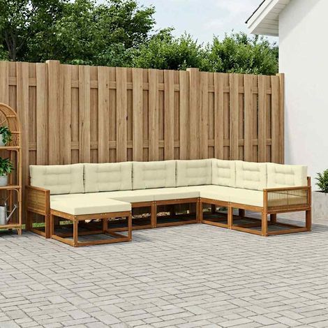 vidaXL Outdoor-Sofagarnitur mit Kissen 8 pcs Natur und Creme (1/5)