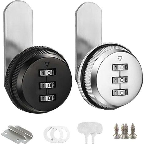 Serrure Combinée - 30 mm - Pour Boîtes Aux Lettres Et Meubles - Code À 3 Chiffres - Lot De 2 (1/4)