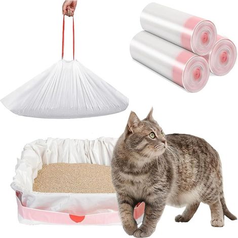 30 Litiere pour Chat xxl,Sac Litiere Chat avec Cordon de Serrage, Sacs Épais et Résistants Sac Poubelle,Sac a Litiere pour Chat,Litière pour Chats Résistant per Poubelle Litiere Chat,-115450.03CM (1/5)