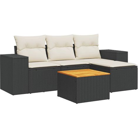 Maison Exclusive - Set Divani da Giardino 5 pz con Cuscini in Polyrattan Nero (1/3)