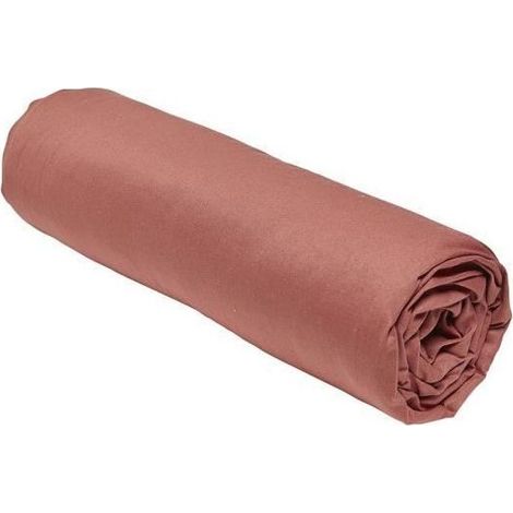Drap housse Essential - 90 x 190 cm - 1 personne - 100% Coton uni - Terracotta (1/3)