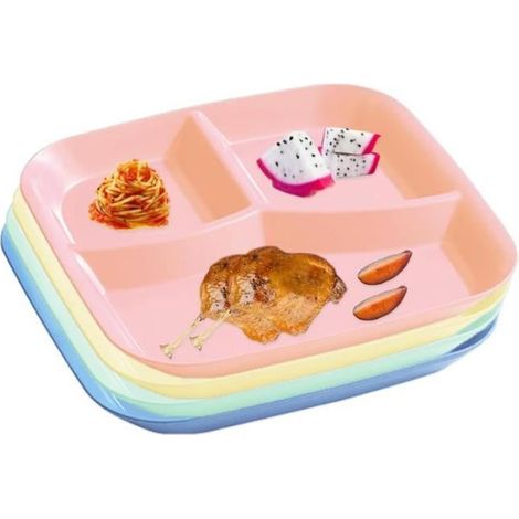 Lot de 4 Assiettes Divisées Assiette Compartiment Adulte Plastique Assiette Regime Portion Assiette Equilibrage Alimentaire Contrôle