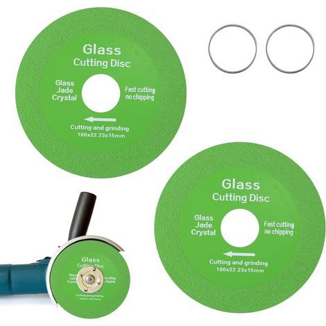 Lot de 2 Disque Coupe Verre 100mm, Disque pour Couper le Verre Coupe Bouteille Disque à Tronçonner Diamant Diamètre 22mm pour Meuleuse Angle Bouteilles Carrelage Porcelaine ou Jade (Vert, 2)