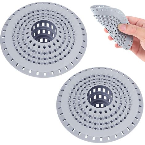 2Pcs Attrape Cheveux Douche en Silicone - Filtre Evier Cuisine et Filtre Douche Anti-Bouchage - Salle de Bain Accessoire Universel pour Baignoire/Douche/Cuisine (1/5)