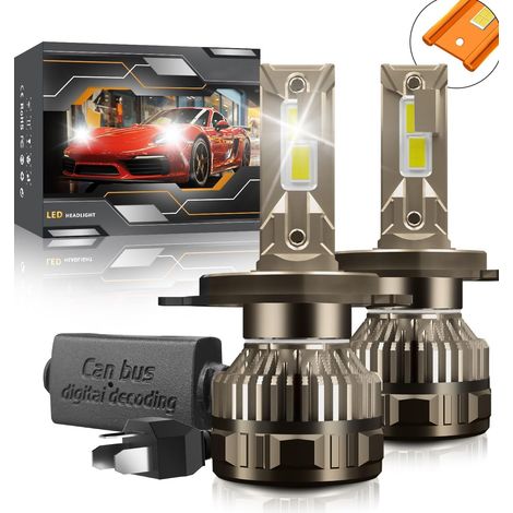 Ampoule H4 LED, 120W 30000LM 6000K Blanc Froid Angle de Faisceau réglable à 360 degrés Xenon H4 LED Anti Erreur Voiture Kit de Conversion IP67 étanche. (1/5)