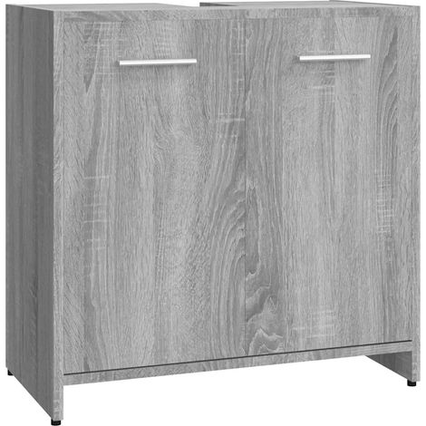 Mobiletto da bagno dal design elegante 60 x 33 x 60 cm di spazio contenitivo in legno composito Sonoma grigio 020048178