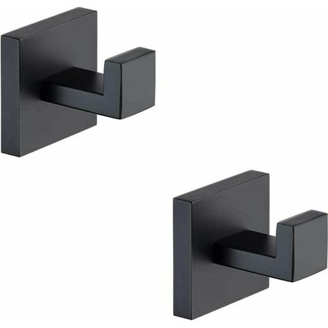 Garderobenhaken, Handtuchhaken, mattschwarz, 2er-Set Haken für Mäntel und Kleidung, Edelstahl