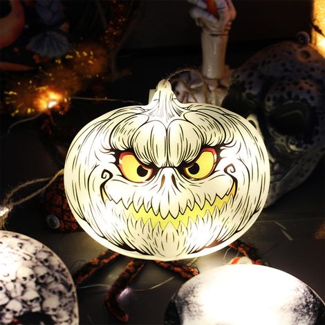 Guirlande lumineuse LED en forme de crâne, rechargeable sur batterie, longue durée, motif citrouille, idéale pour Halloween, festivals et fêtes. (1/5)