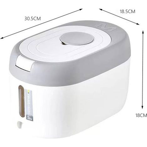 Seau à riz (5 kg) pour la cuisine, récipient de rangement alimentaire, bouteille à grains, style japonais, en plastique (1/5)