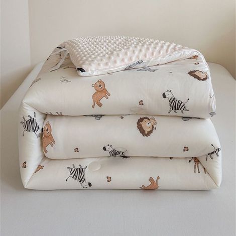 Couette en duvet douce et épaisse pour l'hiver, simple, motif lion beige, 150x200 cm (1,5 kg), chaude et confortable. (1/5)