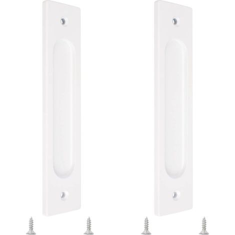MOROBOR Lot de 2 poignées de porte coulissante encastrées rectangulaires en alliage d'aluminium avec vis de montage pour porte de grange coulissante 180 mm W-MF002343-EU Blanc Chaud (1/5)