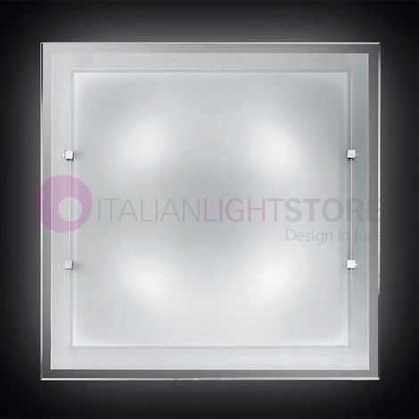 QUATRIS Plafoniera a Soffitto Moderna 50x50 Vetro Bianco (1/3)