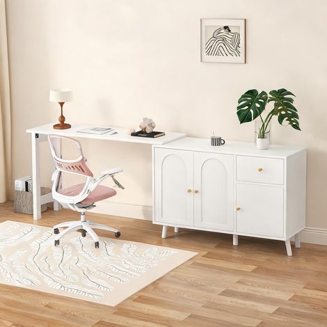 Bureau d'angle 2-en-1 avec rangement blanc 120 x 40 x 74,5 cm (1/5)