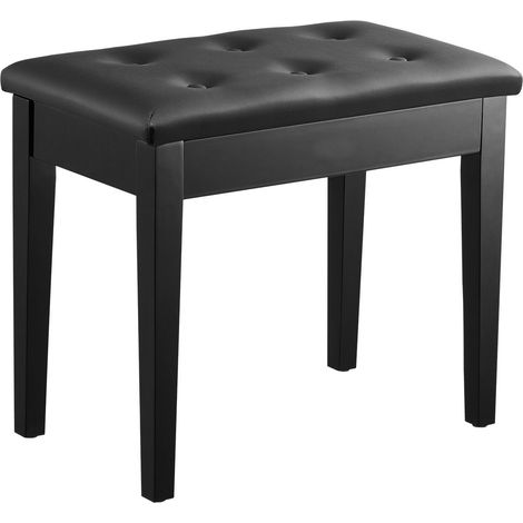 Banc Pliable Piano avec Rangement, Assise Rembourrée, Bois, Vanité, Tabouret, 560x350x485 mm (1/5)