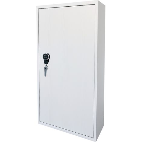 Armadio Blindato Portafucili Per Armi In Acciaio Con Serratura Digitale E Chiave Cassaforte Sicura Tasca Porta Oggetti Tesoretto 10 Posti 148x53.5x32 Cm Bianco Frassinato (1/3)