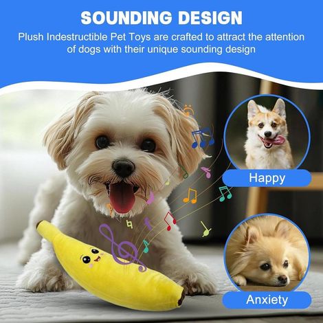 Jouet banane pour chiens, peluche couineuse, jouet à mâcher interactif pour chiots et chiens de petite et moyenne taille (1/3)