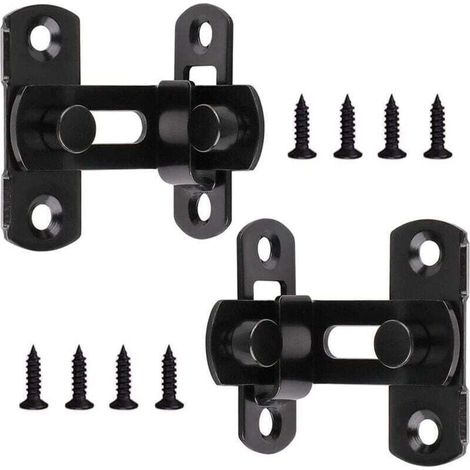 UlisemVerrous de Porte à Angle Droit 2 Pièces Loquet à Bascule Serrure de Porte en Acier Inoxydable Boucle de Porte Boulon de Porte Boulons de Verrouillage avec Vis pour Portes et Fenêtres Noir