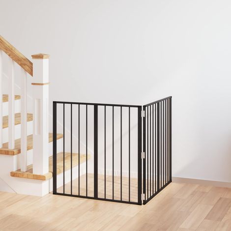 Barrières pour chien 2 pièces pliables en acier galvanisé noir 160,5 x 80 cm - PANGIVO (1/5)