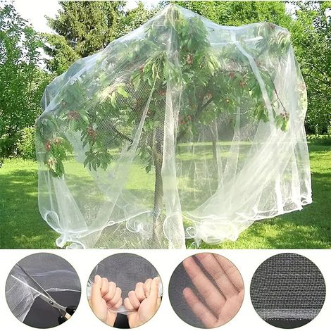 Moustiquaire anti-mouches - Filet anti-insectes - Filet anti-insectes pour potager - Filet de protection pour plantes - Filet à mailles serrées - Filet de protection découpable - Blanc - 3 x 6 m - PE (1/4)