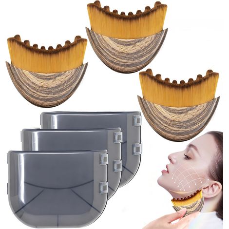 Lot de 2 ou 3 brosses de drainage lymphatique - Brosse faciale pour massage et drainage lymphatique, améliore le teint, guide de massage pour un effet lifting, design ergonomique