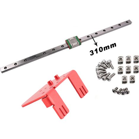 Kit rail linéaire MGN12C 310mm axe X pour Ender 3 et Ender 3 Pro avec support en alliage aluminium rouge et rail acier, accessoire upgrade imprimante 3D (1/4)