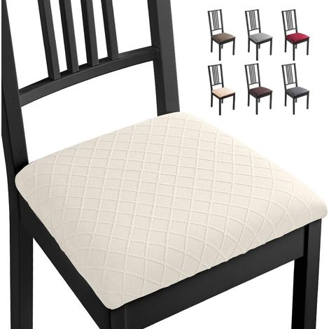 Chair Covers for Dining Chairs, 4 Pieces, Spandex Jacquard Chair Seat Covers, Stretch Seat Covers, Removable and Washable, Chair Covers for Home, Hotel, Banquet (4 Pieces, Milk White) (1/5)