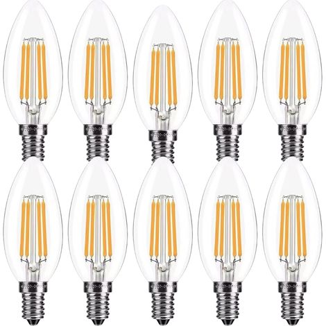 E12-Standard-LED-Lampe für Kerzenfassungen, entspricht 40 W, warmweiß (2700 K), Klarglasfaden, nicht dimmbar, 10er-Packung (1/5)