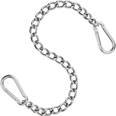 Chaine de fauteuil suspendu en acier inoxydable 304 - longueur de la chaîne 50 cm - Avec deux mousquetons - Jusqu'à 250 kg - Pour sac de sable - Rallonge de fauteuil suspendu et hamac (acier inoxydabl (1/5)