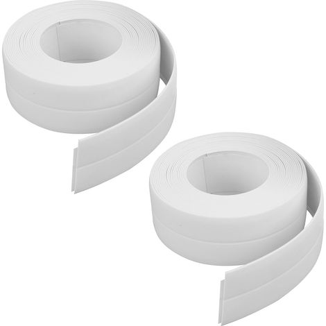 2PCS Plinthe Souple Autoadhésive Pvc 2.3mm 3.2m Blanc,Salle De Bain, Mur, Sol, Bordure, Angle, Moulure, Autocollant, Blanc (1/5)