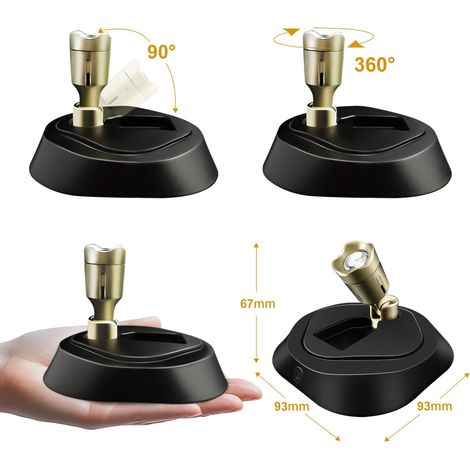 Projecteur LED sans fil avec télécommande et minuterie pour éclairage intérieur projecteur à piles pour peindre des cibles de fléchettes et des décorations murales (lot de 2 noir). (1/3)