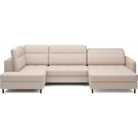 Divano angolare convertibile BERTHO 306 cm beige – Angolo destro con contenitore (1/5)