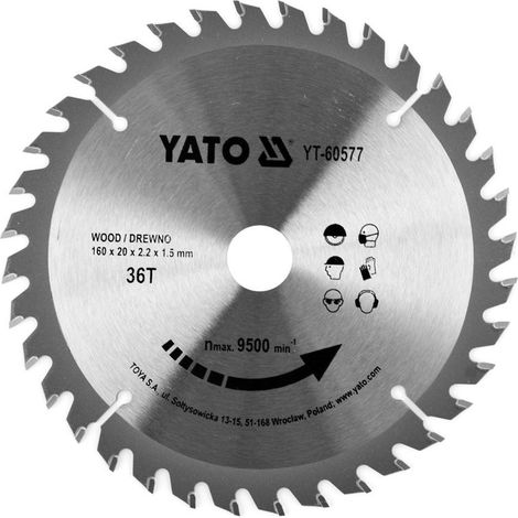 Disco TCT para madera 160X36TX20MM YT-60577 yato (1/3)